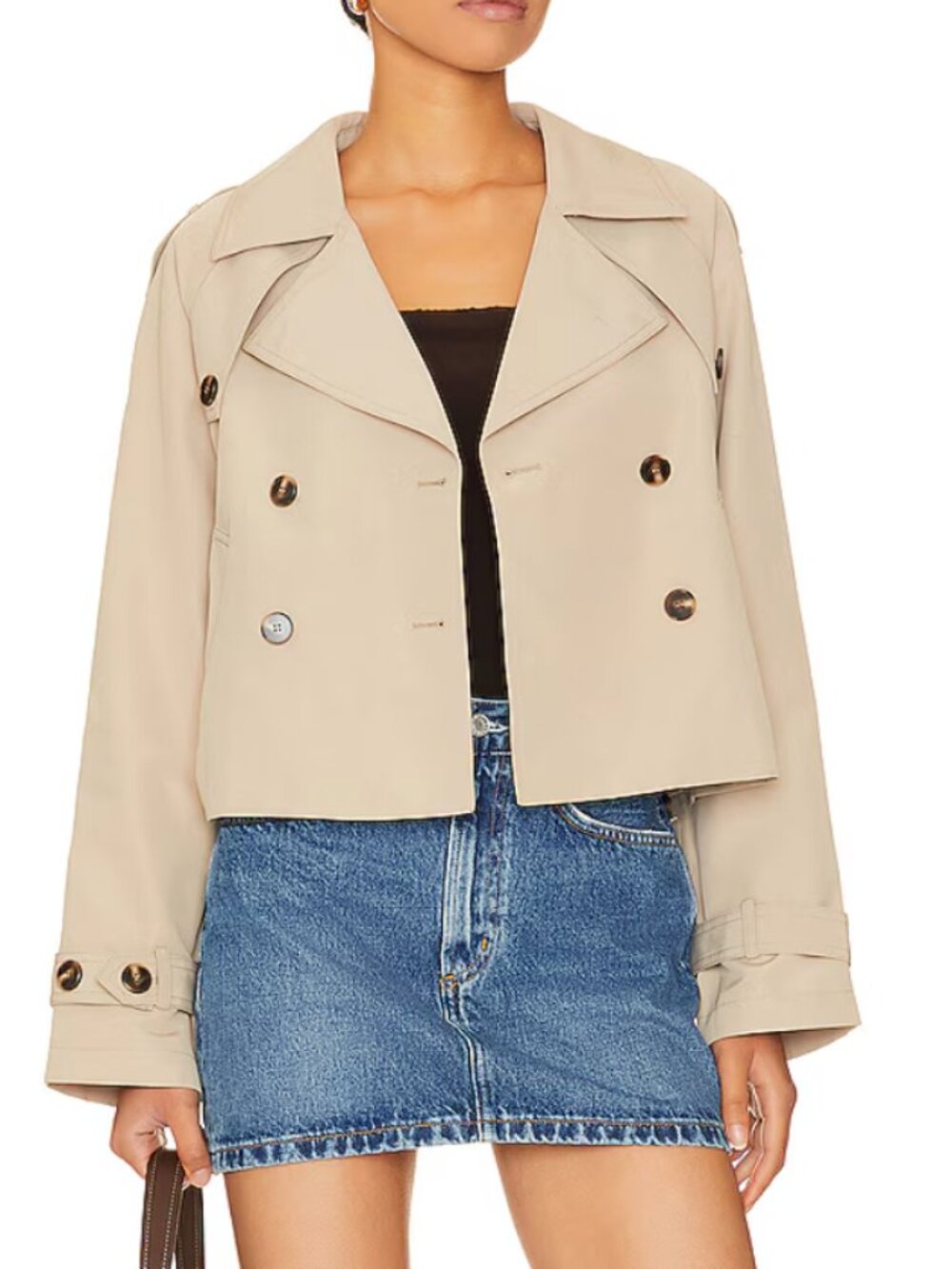 Steve Madden Sirus Jacket Cropped Khaki Trench